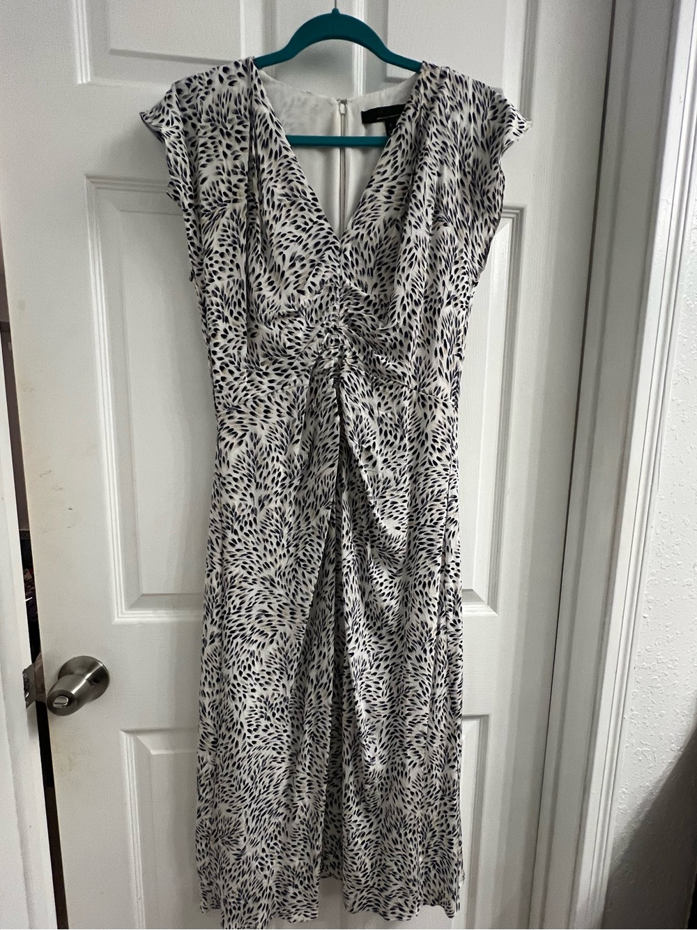 White House Black Market Black and White Abstract Print Midi Dress